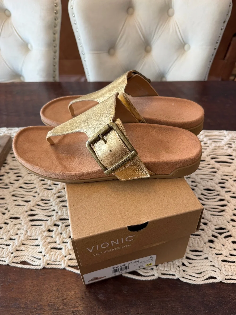 Vionic Emma Sandals - Gold Leather - 8 1/2